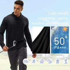 MIER Men's Long Sleeve Golf Polo Shirts Quick Dry UV Sun Protection & Super Soft Shirts & Polos MIER