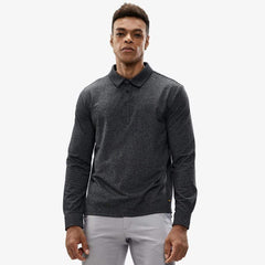 MIER Men's Long Sleeve Polo Shirts Regular-fit Cotton Golf Shirt Ultra-Soft Fashion Casual Collared T-Shirts Heather Black / S MIER