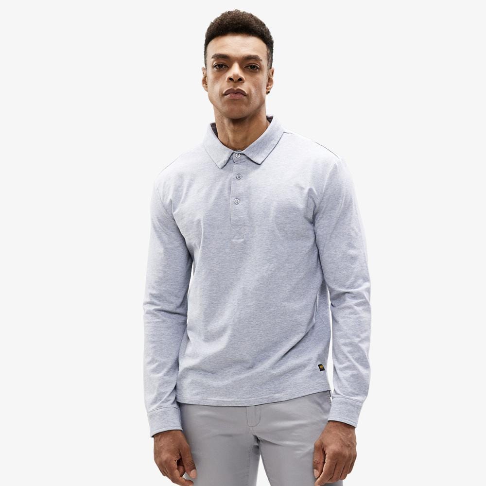 MIER Men's Long Sleeve Polo Shirts Regular-fit Cotton Golf Shirt Ultra-Soft Fashion Casual Collared T-Shirts Heather Grey / S MIER