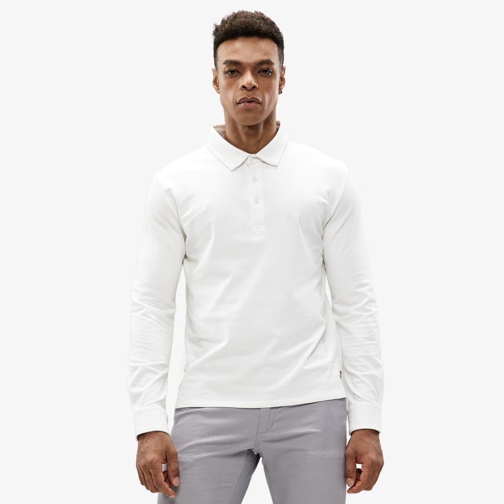 MIER Men's Long Sleeve Polo Shirts Regular-fit Cotton Golf Shirt Ultra-Soft Fashion Casual Collared T-Shirts White / S MIER
