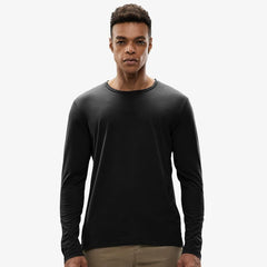 MIER Men's Long Sleeve Shirts Soft Stretch Combed Cotton Tees Crew Neck Classic Fashion Casual T-Shirt Black / S MIER