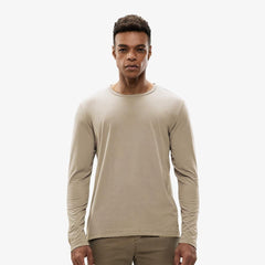 MIER Men's Long Sleeve Shirts Soft Stretch Combed Cotton Tees Crew Neck Classic Fashion Casual T-Shirt Khaki / S MIER