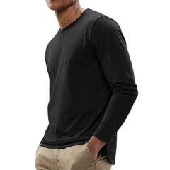 MIER Men's Long Sleeve Shirts Soft Stretch Combed Cotton Tees Crew Neck Classic Fashion Casual T-Shirt MIER