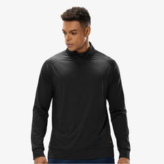 MIER Men's Quarter Zip Long Sleeve Pullover Shirts Lightweight Brushed Back Fleece Black / S MIER
