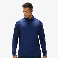 MIER Men's Quarter Zip Long Sleeve Pullover Shirts Lightweight Brushed Back Fleece Heather Blue / S MIER