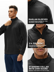 MIER Men's Quarter Zip Long Sleeve Pullover Shirts Lightweight Brushed Back Fleece MIER