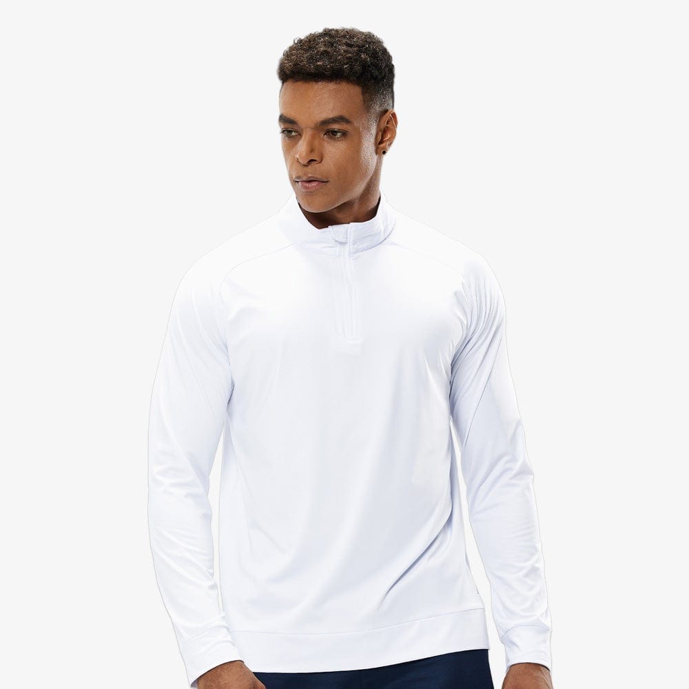 MIER Men's Quarter Zip Long Sleeve Pullover Shirts Lightweight Brushed Back Fleece White / S MIER
