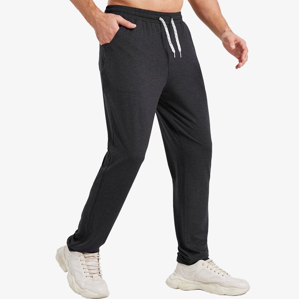 MIER Men's Ultra-Soft Sweatpants Lightweight Casual Athletic Track Pants with Pockets for Lounge Workout Yoga, Open Bottom Black / S MIER