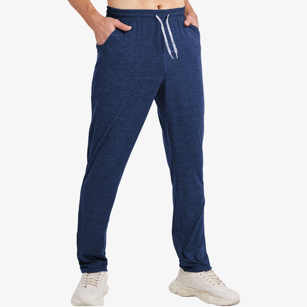 MIER Men's Ultra-Soft Sweatpants Lightweight Casual Athletic Track Pants with Pockets for Lounge Workout Yoga, Open Bottom Blue / S MIER
