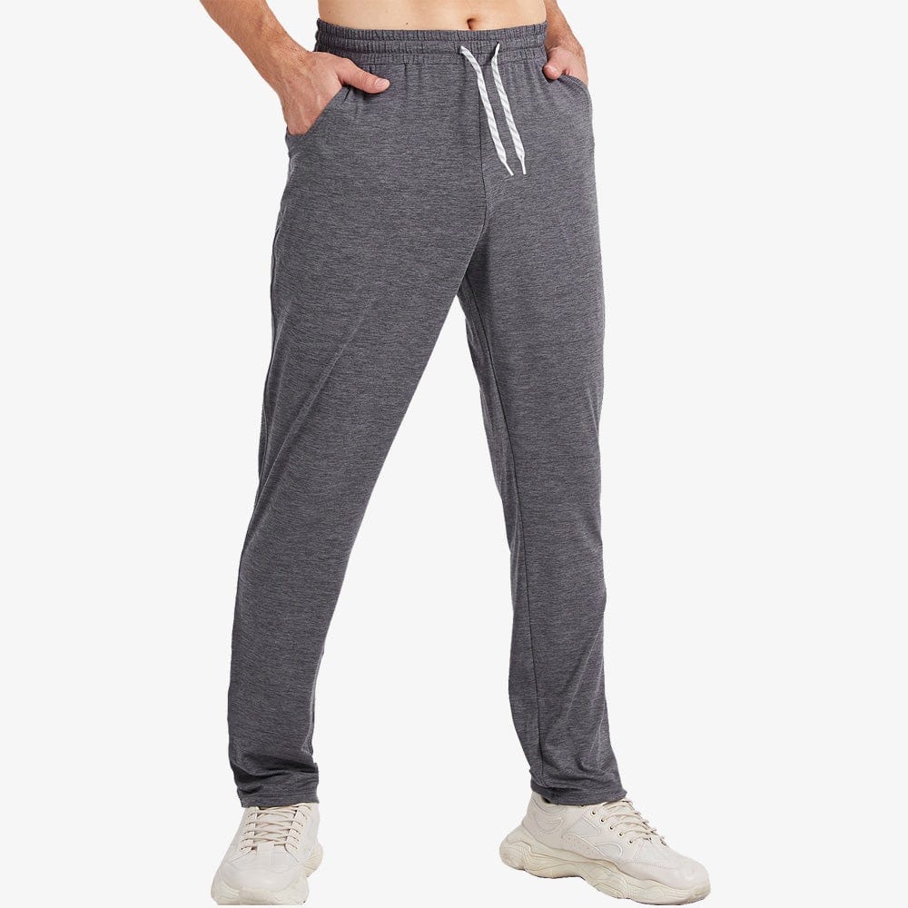 MIER Men's Ultra-Soft Sweatpants Lightweight Casual Athletic Track Pants with Pockets for Lounge Workout Yoga, Open Bottom Grey / S MIER