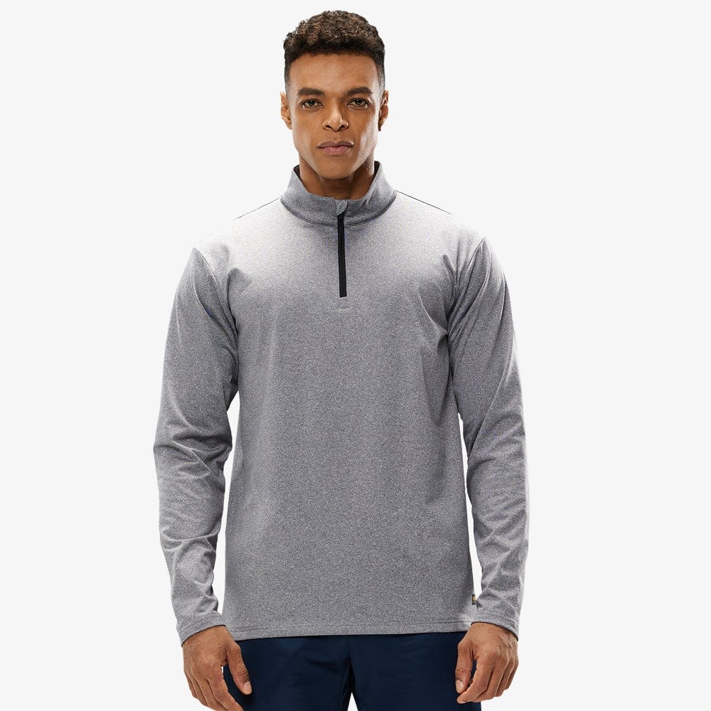 MIER Mens Quarter Zip Hiking Running Pullover Long Sleeve Collared Golf Shirts Thin Thermal Athletic Top Light Grey / S MIER
