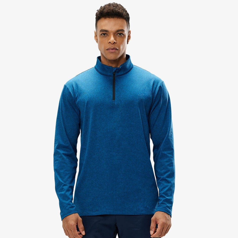 MIER Mens Quarter Zip Hiking Running Pullover Long Sleeve Collared Golf Shirts Thin Thermal Athletic Top Ocean Blue / M MIER