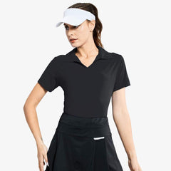 MIER Women's Golf Polo Shirts Collared V Neck Short Sleeve Tennis Shirt Black / S MIERSPORTS