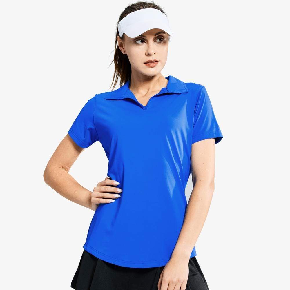 MIER Women's Golf Polo Shirts Collared V Neck Short Sleeve Tennis Shirt Ocean Blue / S MIERSPORTS