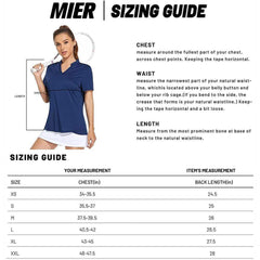 MIER Women's Golf Polo Shirts Collarless UPF 50+ Short Sleeve Tennis Running T-Shirt V-Neck Quick Dry Equestrian Tops MIERSPORTS