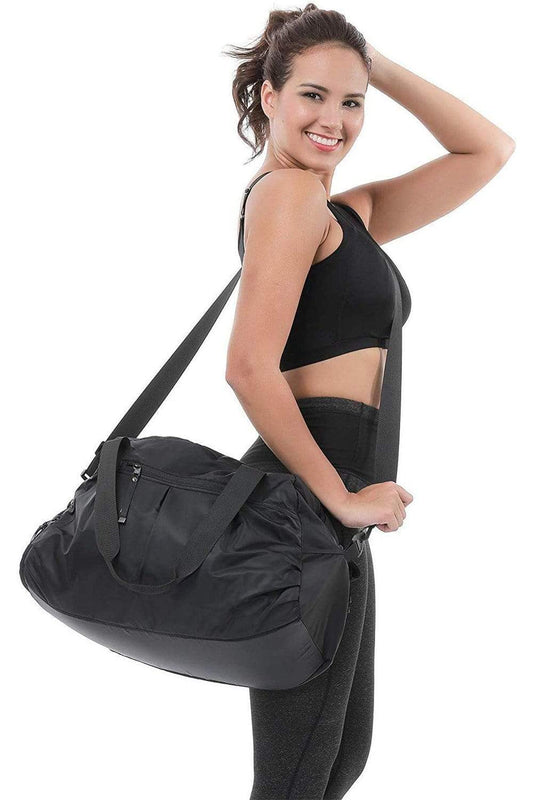 MIER Sac de sport pour femme avec compartiment à chaussures Sac de voyage fourre-tout, 20 pouces, Noir
