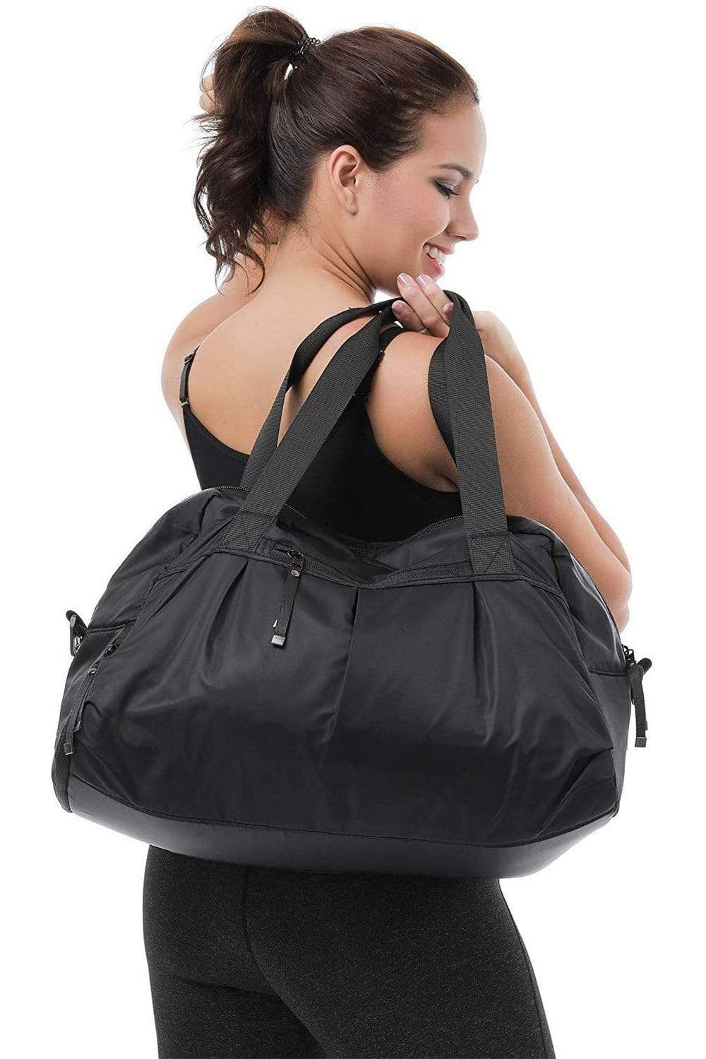 MIER Large Duffel Bag Men's Gym Bag with Shoe Compartment, 60L, Black