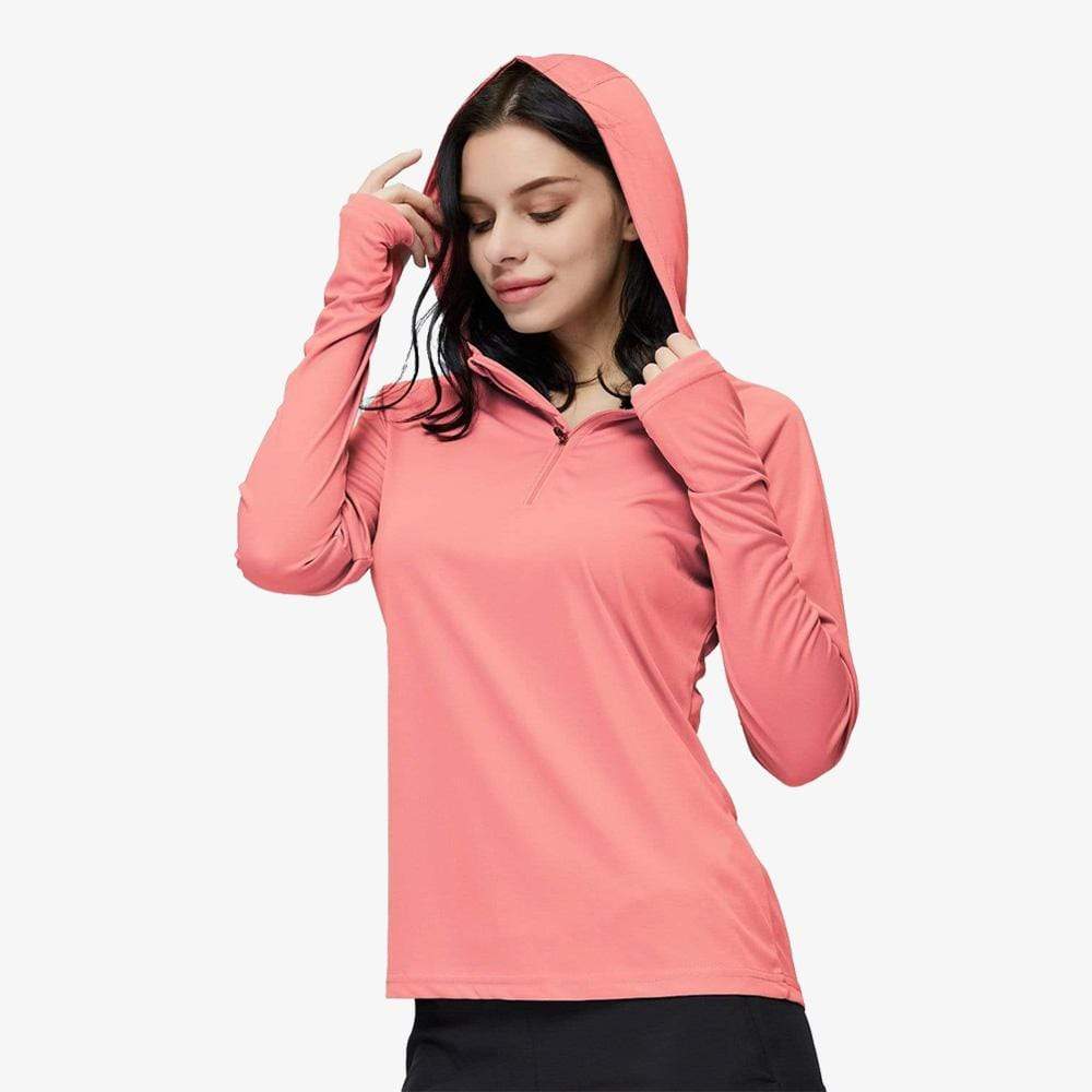MIER Women's Running Pullover Hoodie, Sun Protection Shirts Coral Pink / S MIER