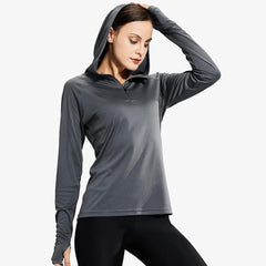 MIER Women's Running Pullover Hoodie, Sun Protection Shirts Dark Gray / S MIER