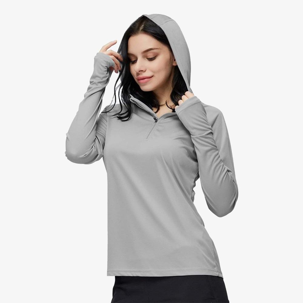 MIER Women's Running Pullover Hoodie, Sun Protection Shirts Gray / S MIER