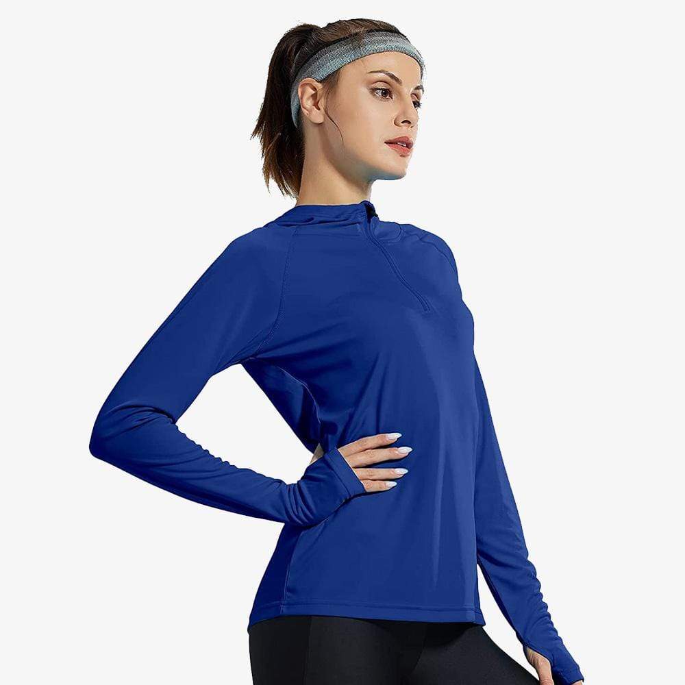 MIER Women's Running Pullover Hoodie, Sun Protection Shirts Ocean Blue / S MIER