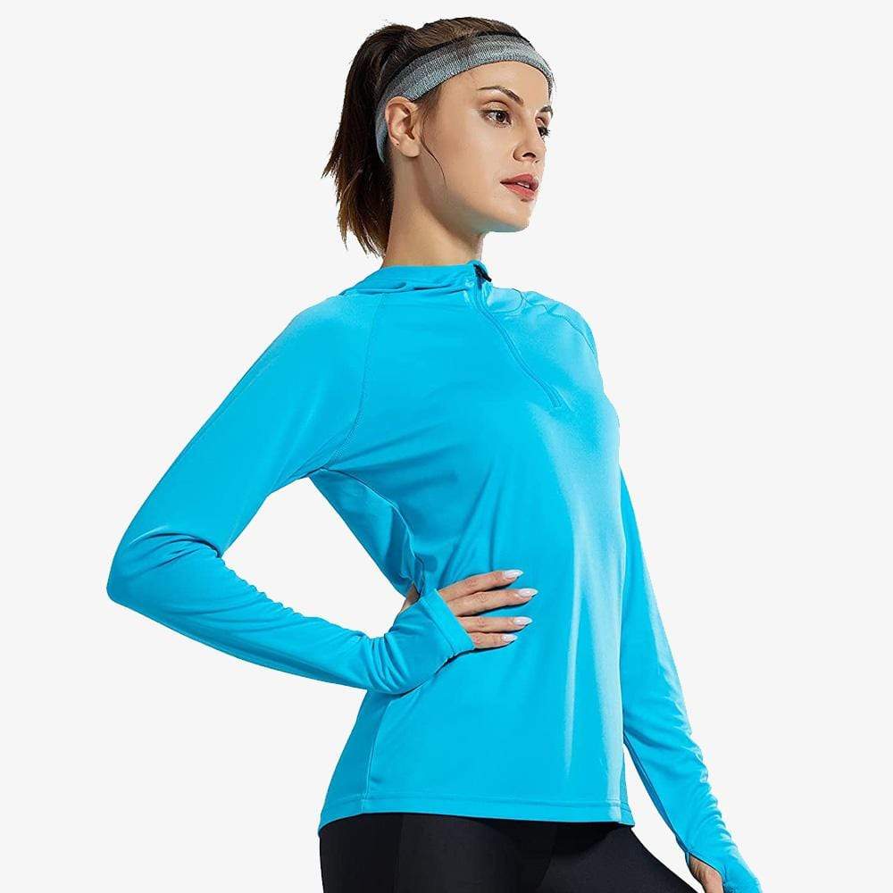 Avalanche Women's Sun Shirt UPF Protection Long Sleeve Top With Zipper  Pocket 