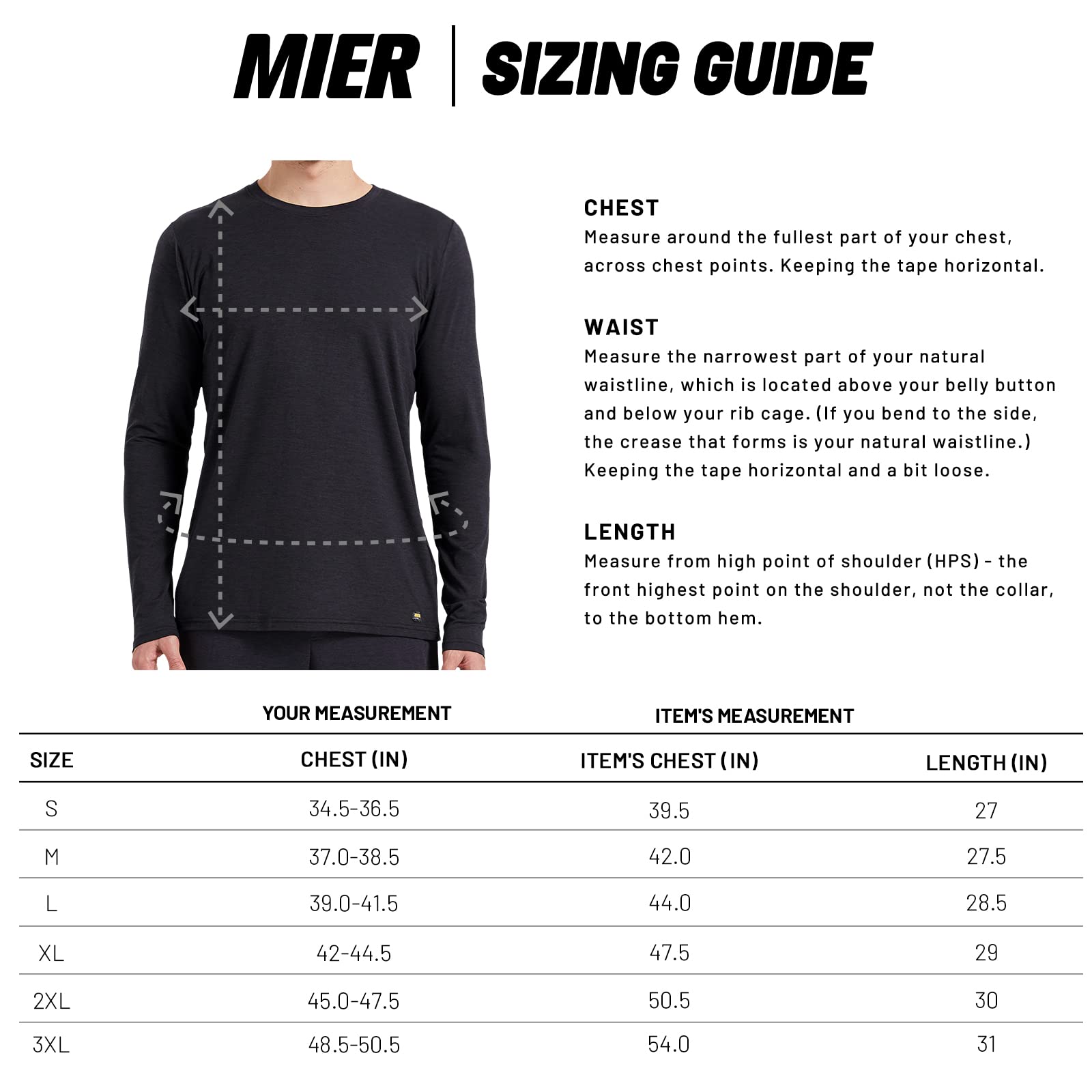 MIER X-Sofort Men's Long Sleeve Tee Shirts for Workout, Running, Gym, Athletic-Super Soft Crew Neck Lightweight T-Shirts MIER