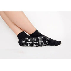 Non-Slip Five Colorful Toe Yoga Socks for Women, Anti-Skid Pilates Socks, Fitness Slipper Socks with Grips Yoga Pure Black / 2 MIER