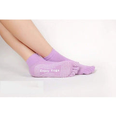 Non-Slip Five Colorful Toe Yoga Socks for Women, Anti-Skid Pilates Socks, Fitness Slipper Socks with Grips Yoga Pure Purple / 2 MIER