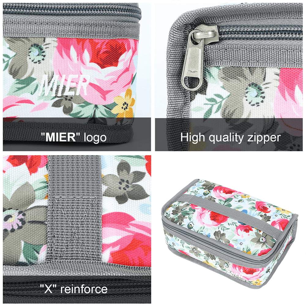 MIER Portable Insulated Mini Lunch Bag for Kids, Grey Floral
