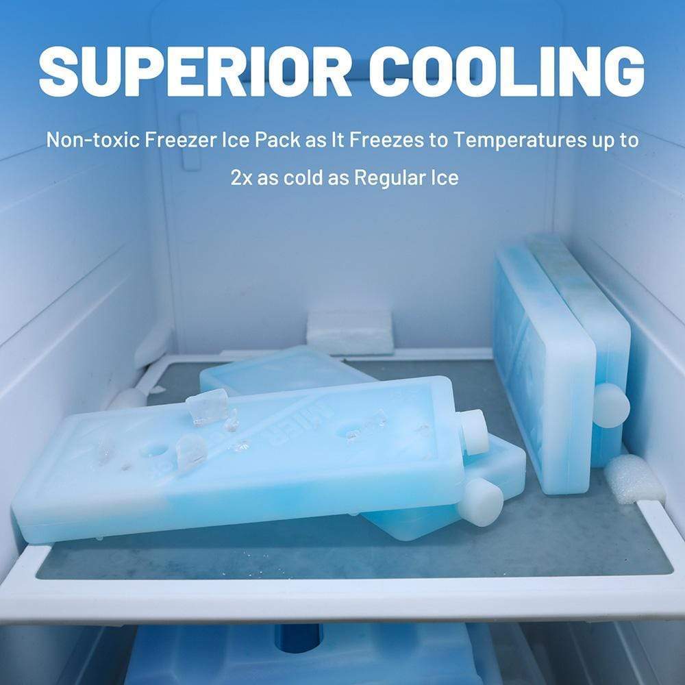 Fit & Fresh XL Cool Coolers Freezer Slim Ice Pack for Lunch Box Set of 4 Large Blue