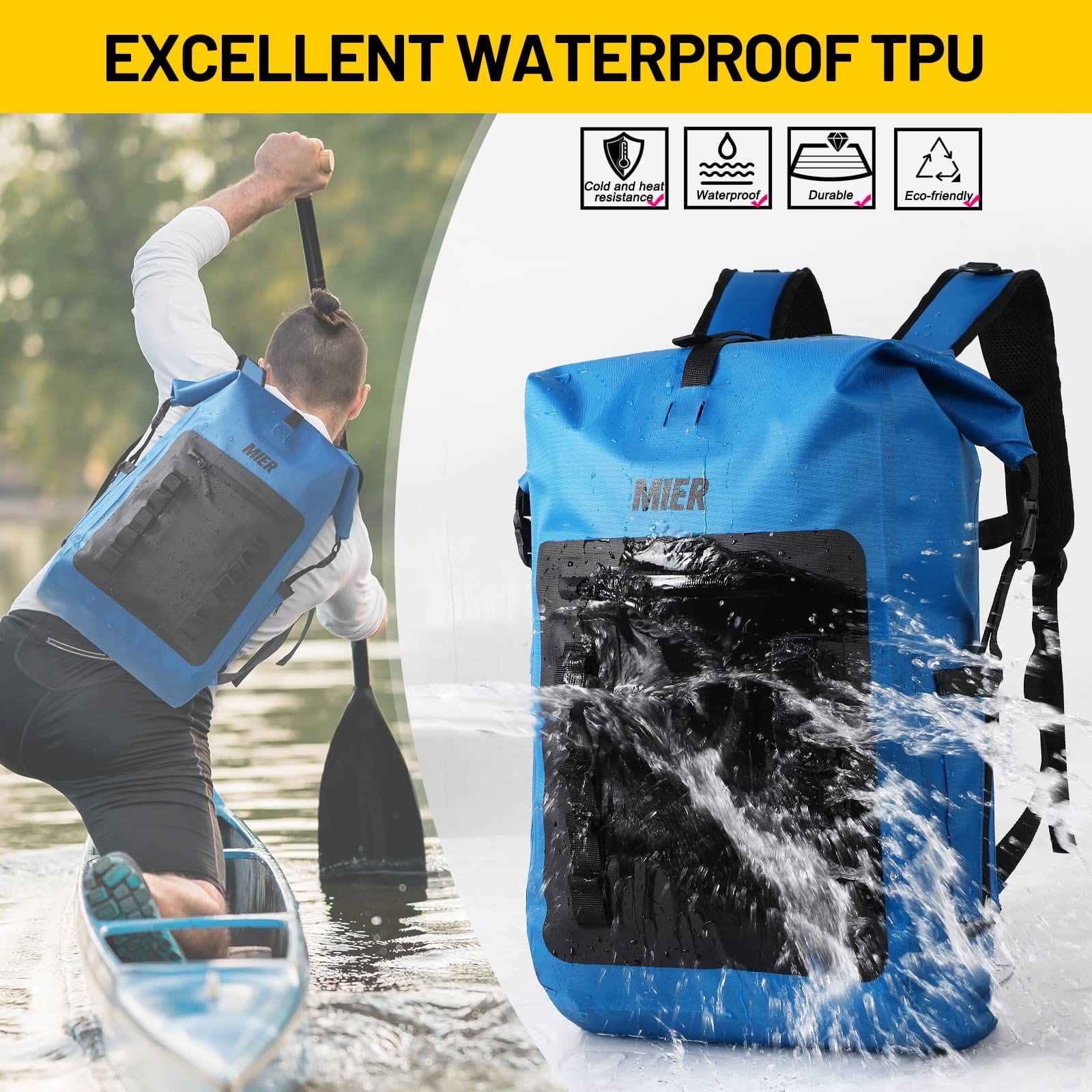 Roll-Top Closure Dry Bag Waterproof  Backpack Sack Backpack Waterproof MIER