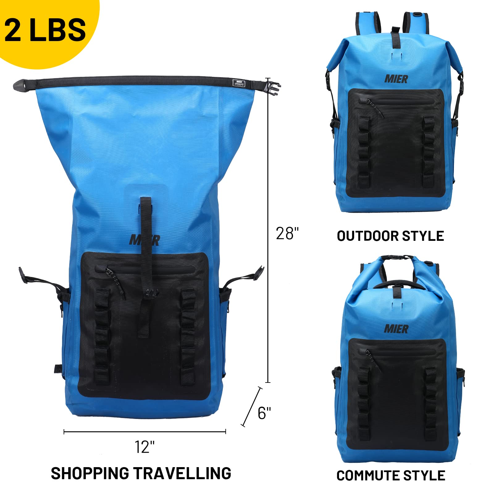 Roll-Top Closure Dry Bag Waterproof  Backpack Sack Backpack Waterproof MIER