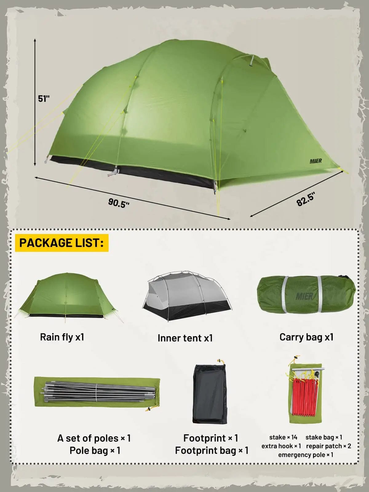 Ultralight 4 Person Backpacking Tent 4 Season Camping Tents Camping Tent MIER