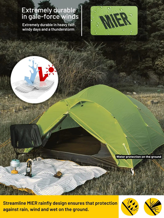 Ultralight Backpacking Tent 3-4 Person Camping Tents with Footprint Camping Tent MIER