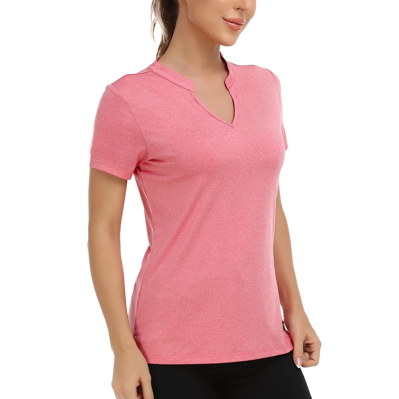 Women Collarless Polo Shirt Quick Dry Short Sleeve Golf Shirt Women Polo MIER