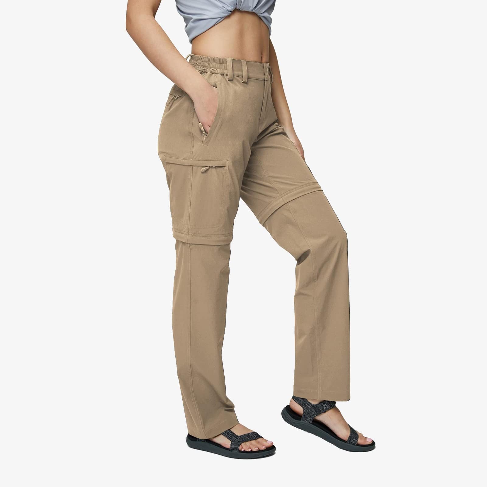Women Convertible Hiking Pants Lightweight Stretch Outdoor Pants Women Hiking Pants Khaki / 2 MIER