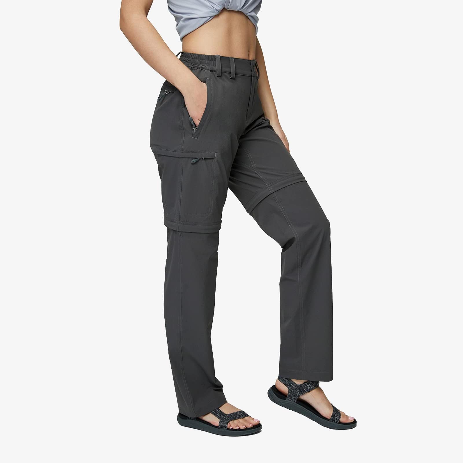 Mier Women's Convertible Hiking Pants Lightweight Stretch Cargo Pants, Graphite Grey / 2