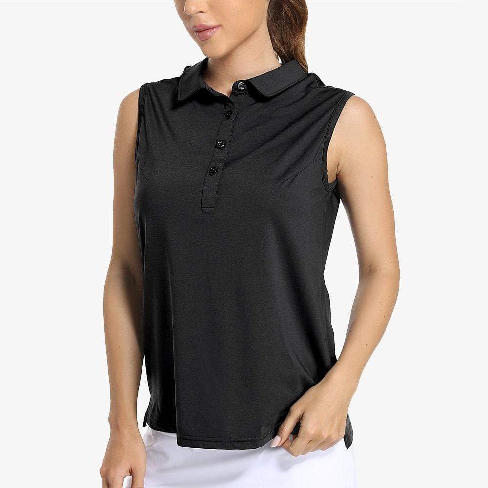 Women Golf Collared Tank Top UPF 50+ Sleeveless Polo Shirts Shirts & Polos Black / S MIER