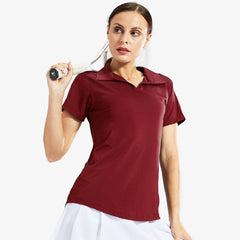 Women Golf Polo Shirts Collared V Neck Short Sleeve Tennis Shirt Women Polo MIER