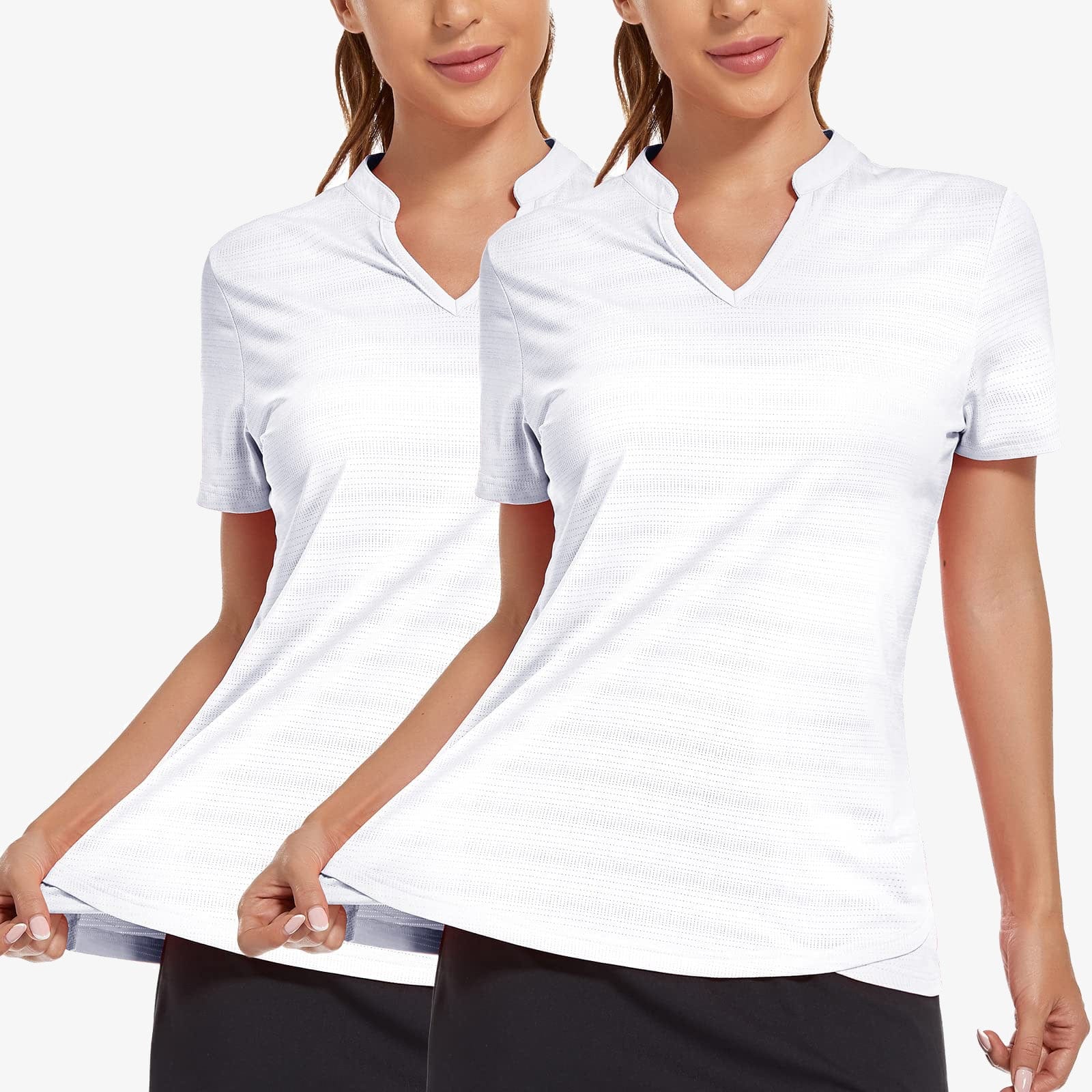 MIER Women's Golf Polo Shirts Collarless UPF 50+ T-Shirt