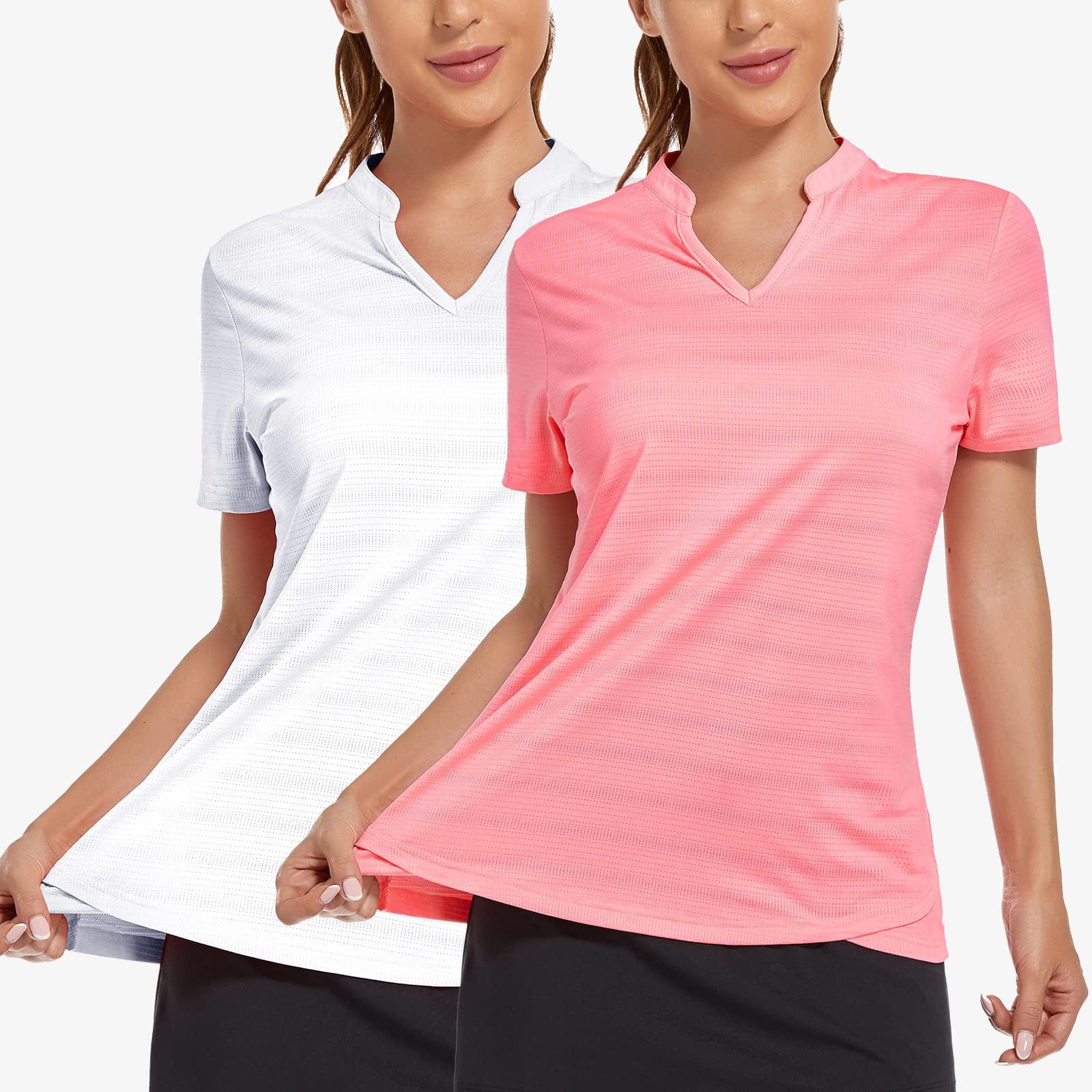 MIER Women's Polo Collarless UPF 50+ T-Shirt