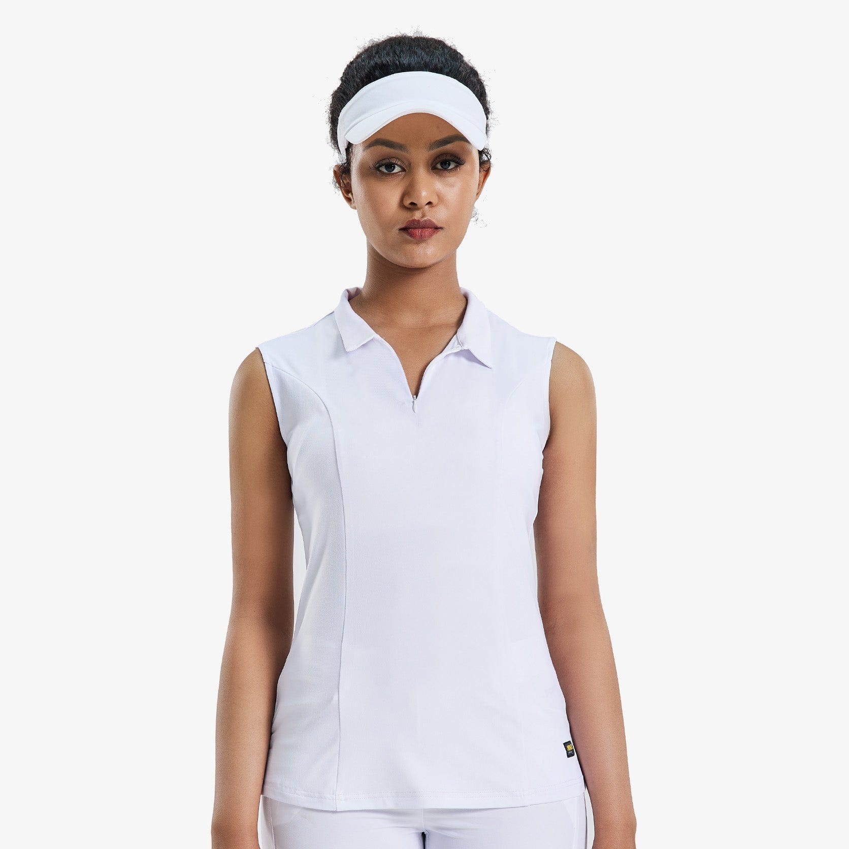Women's Golf Polo Shirts Sleeveless V Neck Tennis Shirt - White / XS