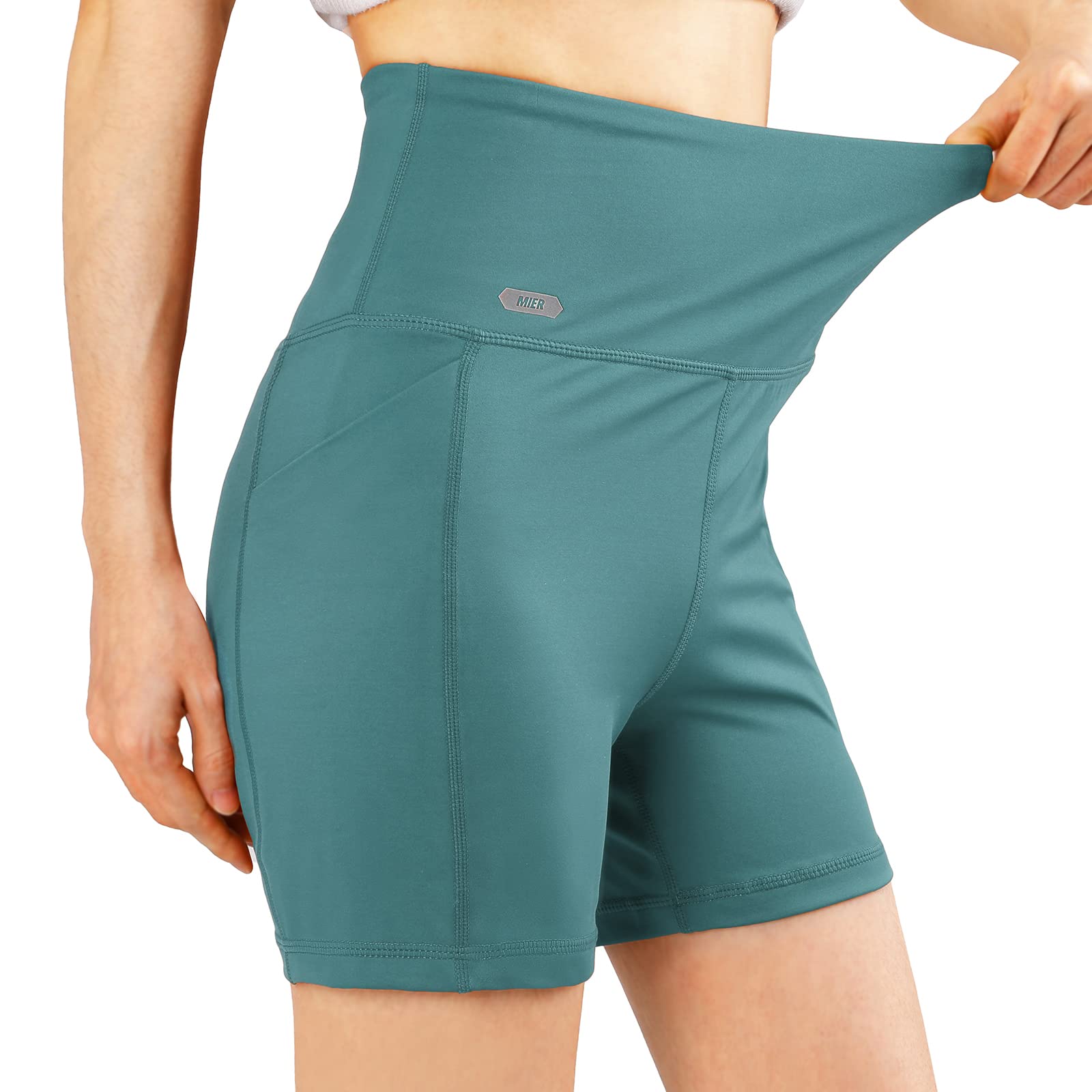 Women's High Waist Yoga Tummy Control Shorts, 5 Inch - Brown / S