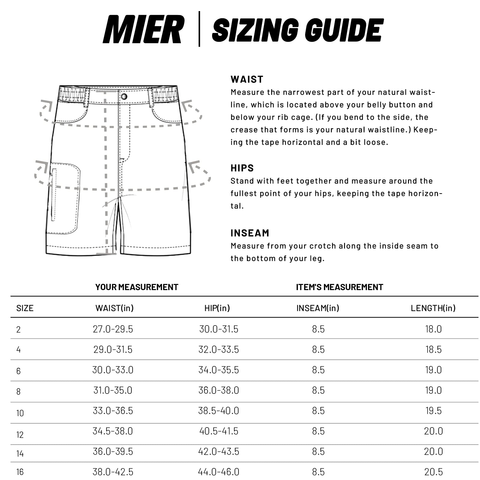 Women Quick Dry Stretchy Hiking Cargo Shorts with 5 Pockets Women Hiking Shorts MIER