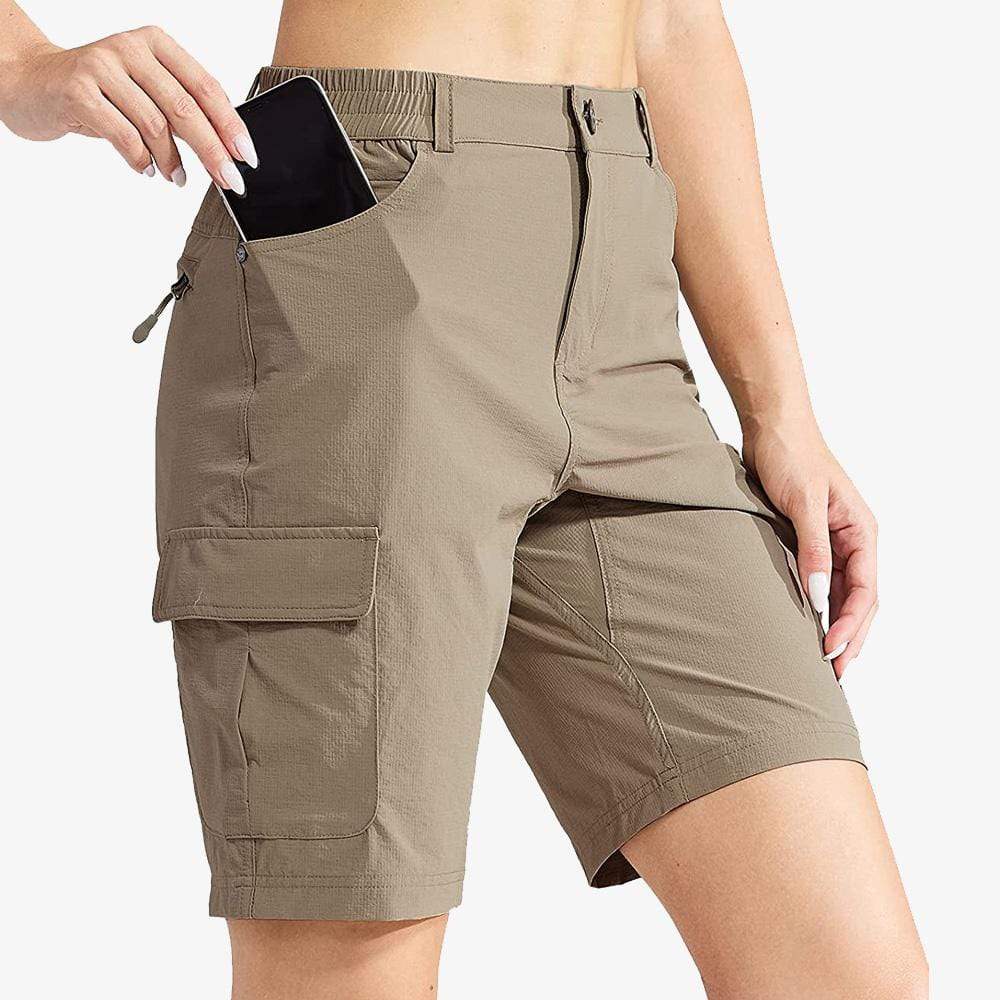 Pantalones cortos de senderismo de secado rápido para mujer Pantalones cortos cargo elásticos