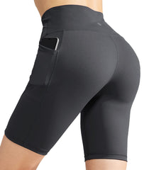 Women's High Waist Yoga Tummy Control Stretch Shorts, 8 Inch Women Yoga Shorts Dark Grey / S MIER