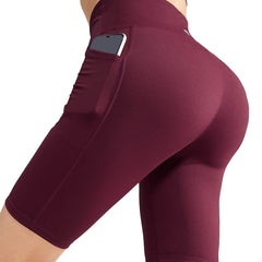 Women's High Waist Yoga Tummy Control Stretch Shorts, 8 Inch Women Yoga Shorts MIER