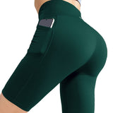 MIER Women's High Waist Yoga Stretch Shorts, 8 Inch Dark Green / S