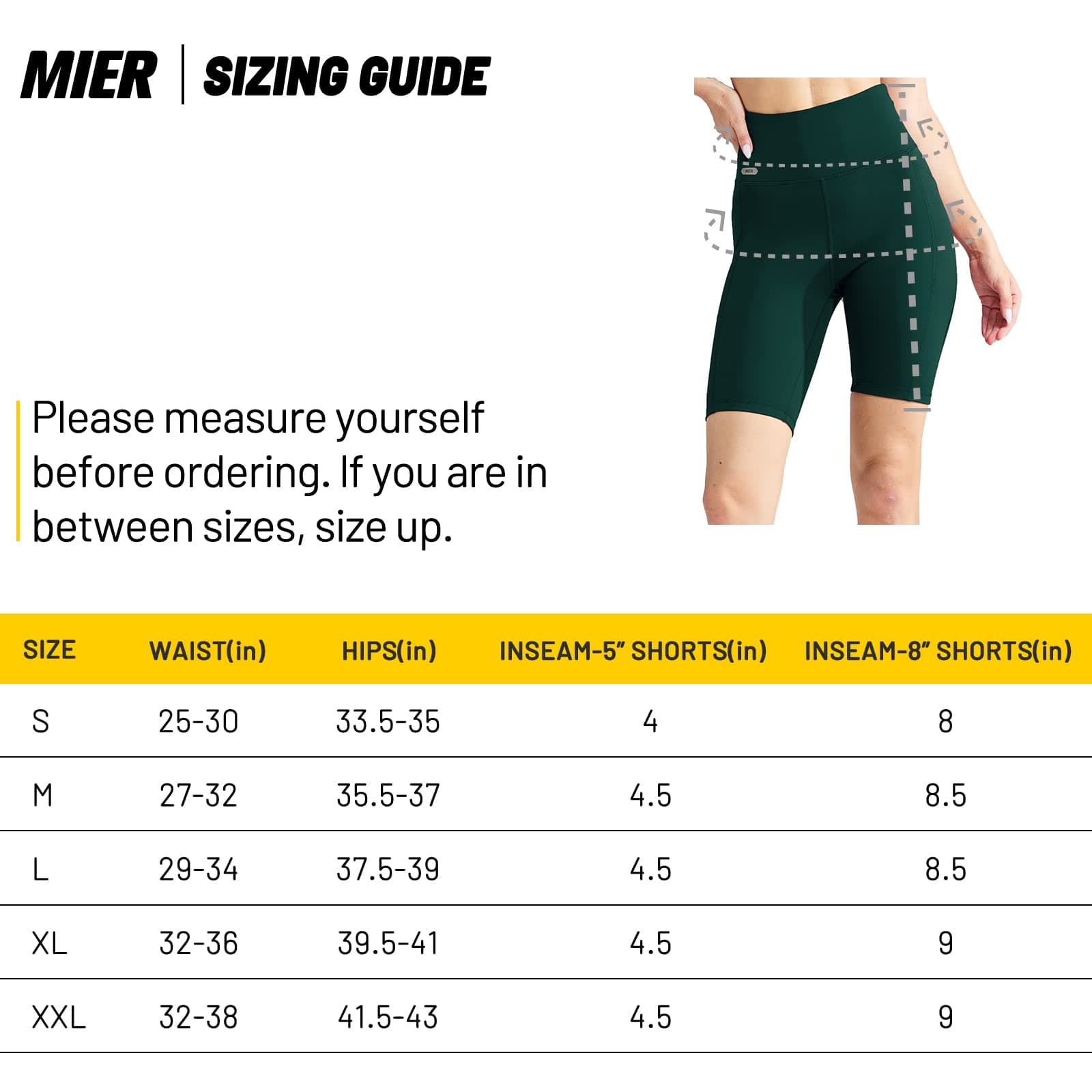 MIER Women's 5 inch/8 inch Stretch High Waist Biker Shorts Workout Running  Compression Exercise Tummy Control Yoga Shorts with Side Pockets 